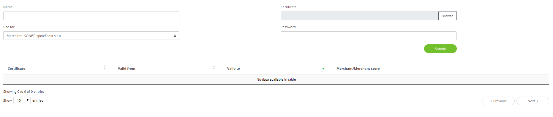 EET certifikcates