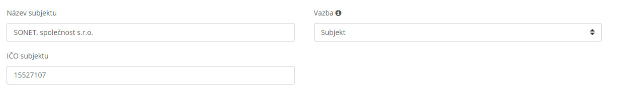 subjekt formulář